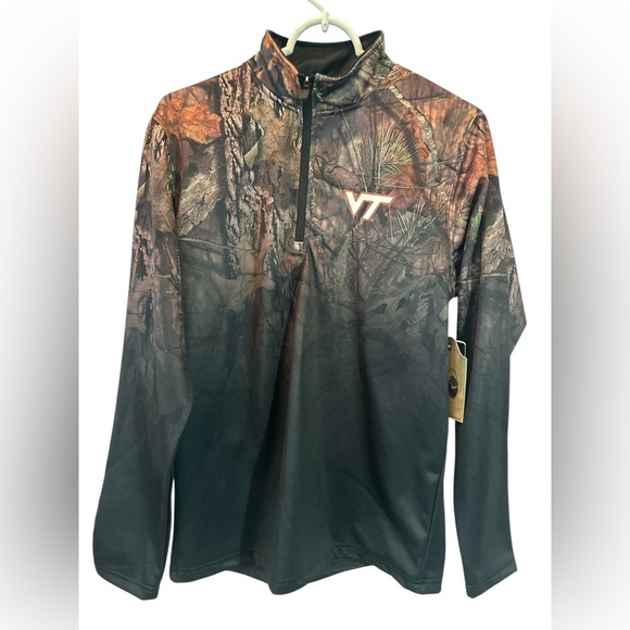 Men's Colosseum Black Virginia Tech Hokies Mossy Oak Fleet Quarter-Zip Small NWT - Picture 1 of 6